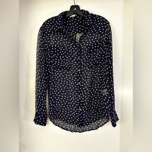 Semi-sheer midnight blue Equipment button down blouse